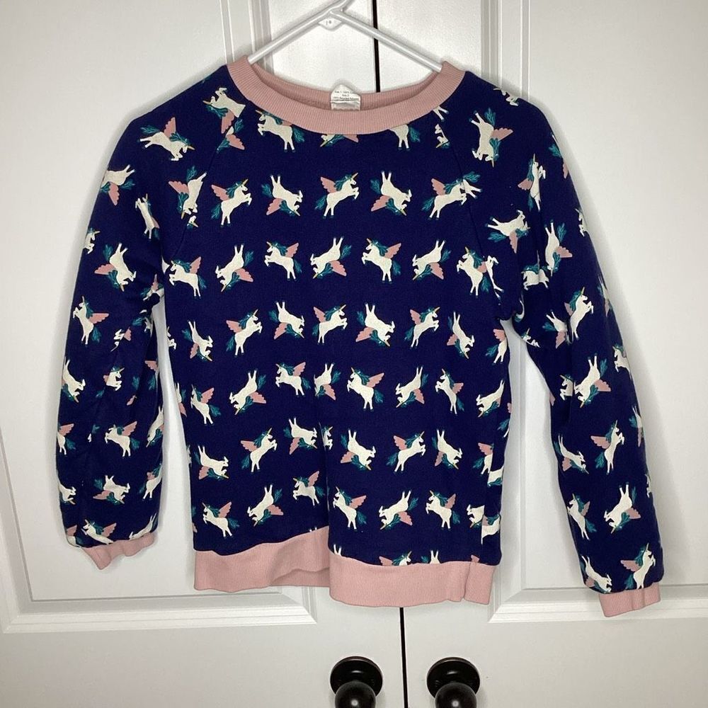EUC‎ Girls Hanna Andersson Heavy Warm Sherpa Sweatshirt Unicorn's